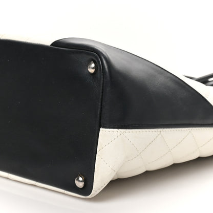 Chanel Calfskin Quilted Medium Cambon Tote White Black 10 of 12