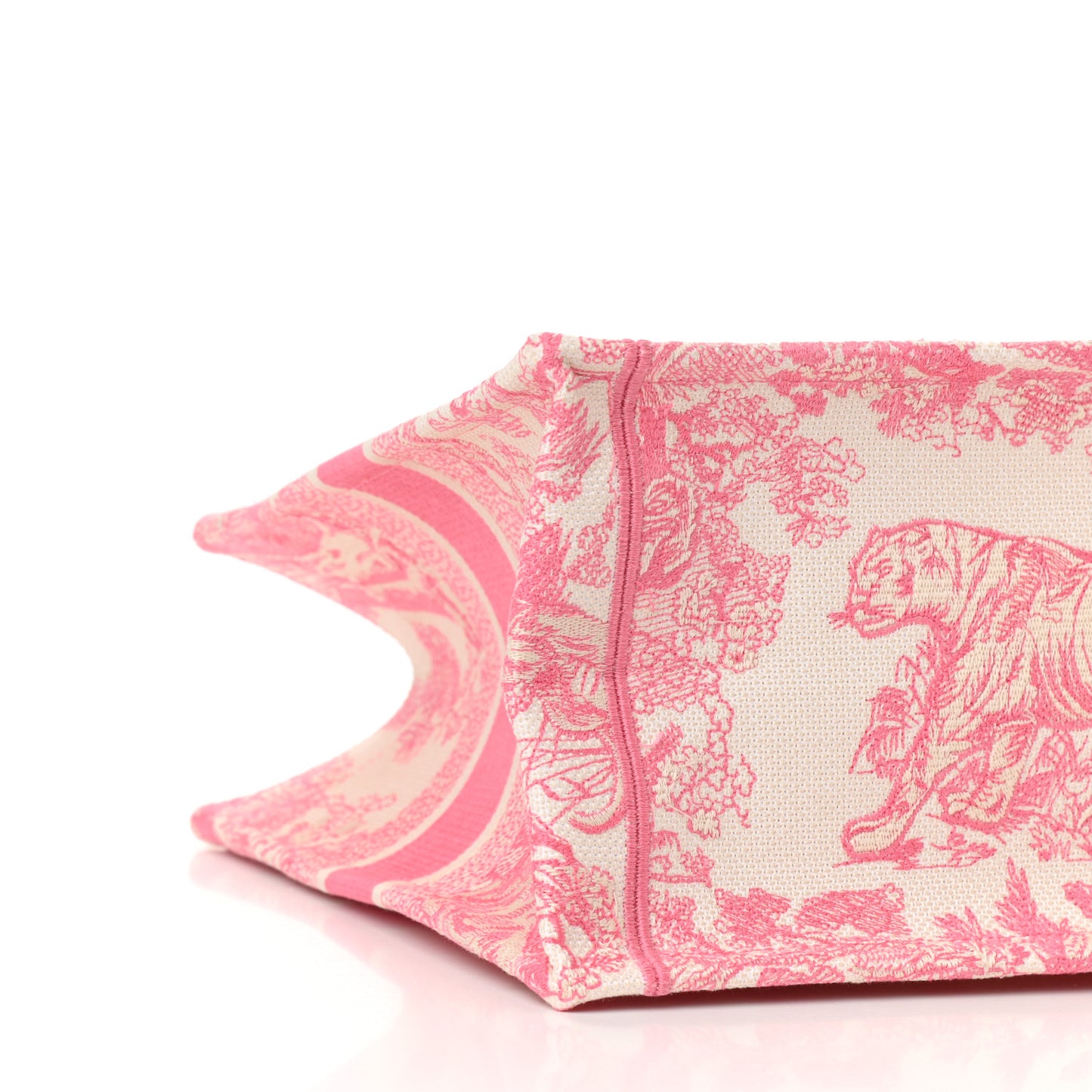 Canvas Embroidered Medium Dioriviera Toile De Jouy Book Tote Peony Pink