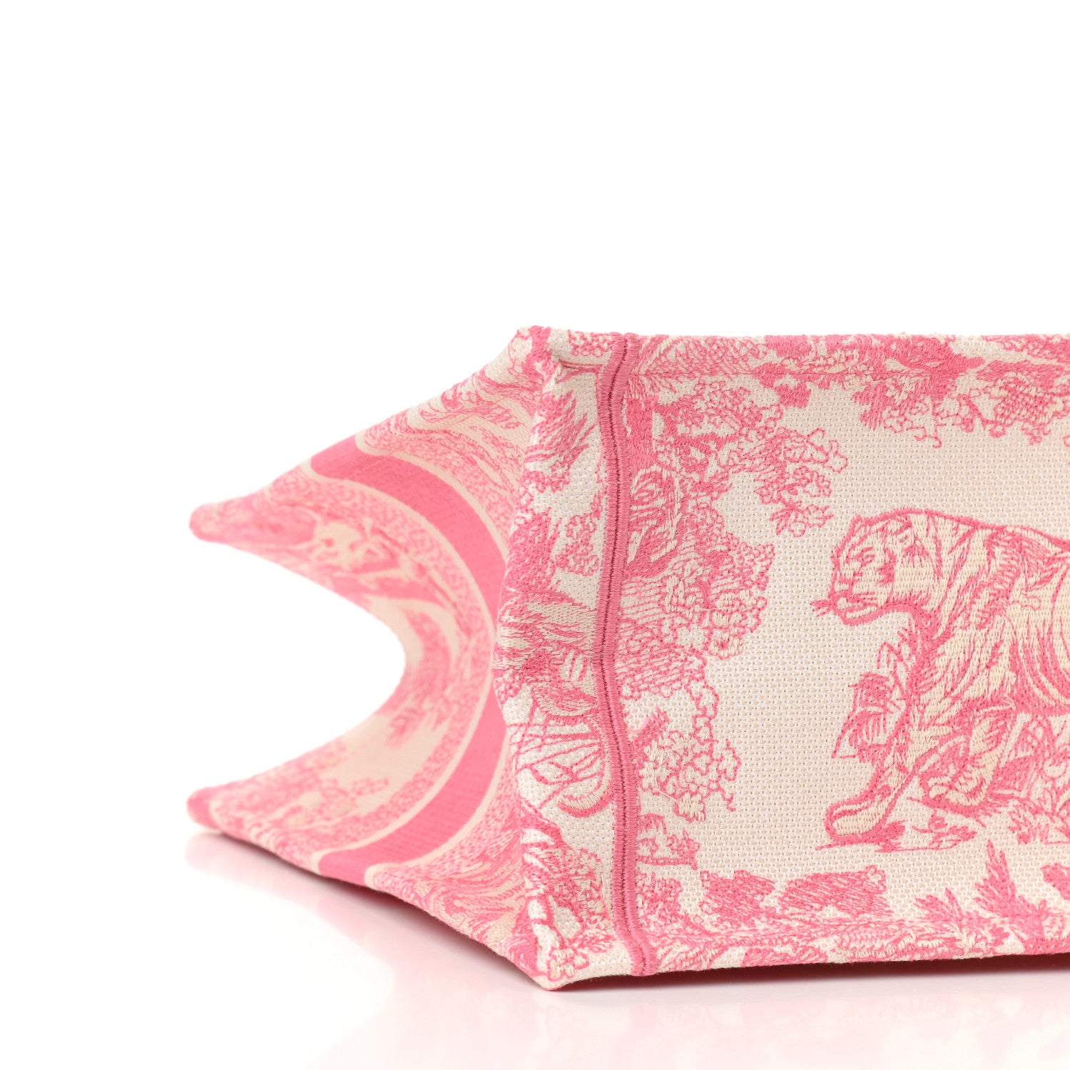Christian Dior Canvas Embroidered Medium Dioriviera Toile De Jouy Book Tote Peony Pink 9 of 10