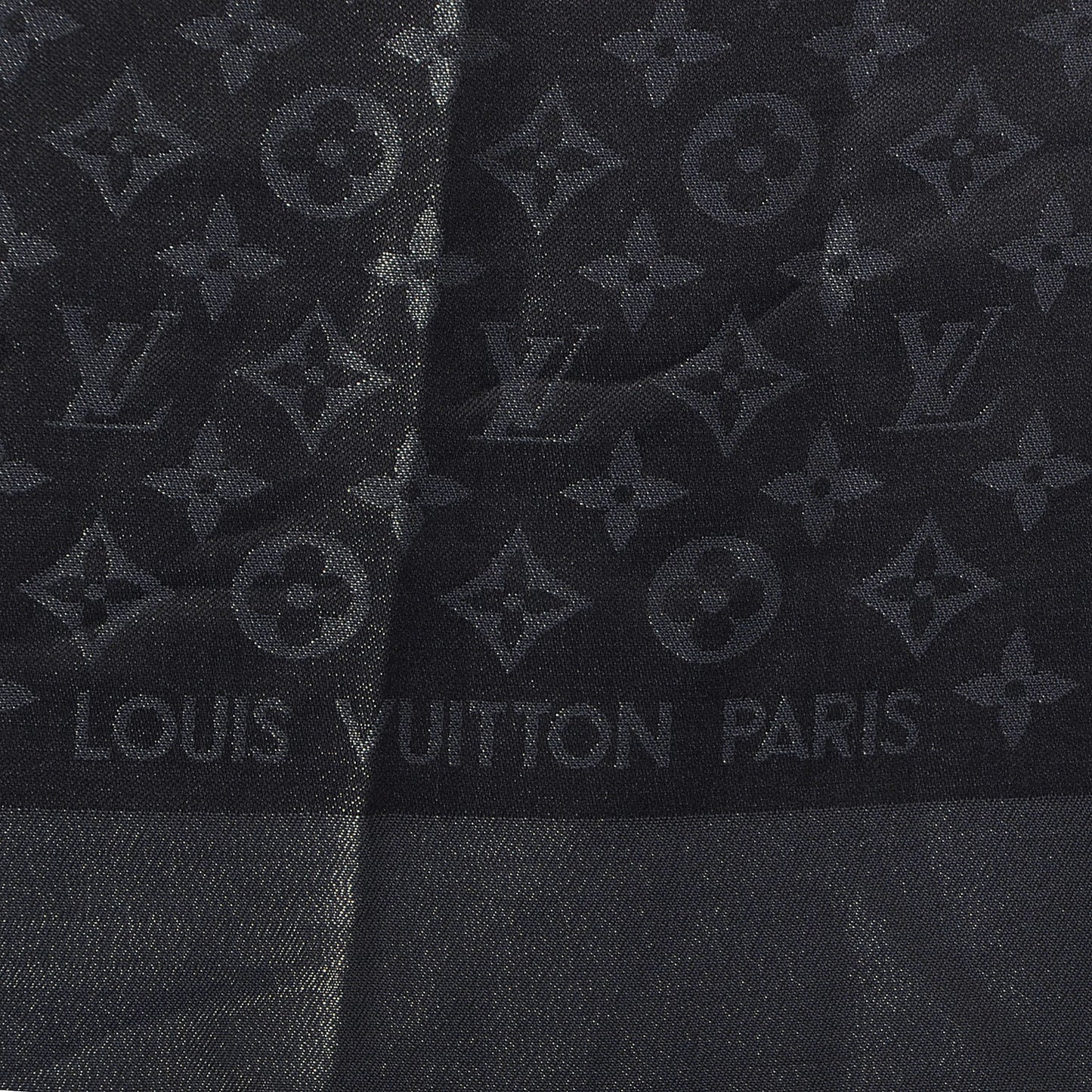 Silk Lurex Wool Monogram Shine Shawl Black