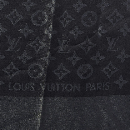 Louis Vuitton Silk Lurex Wool Monogram Shine Shawl Black 4 of 5