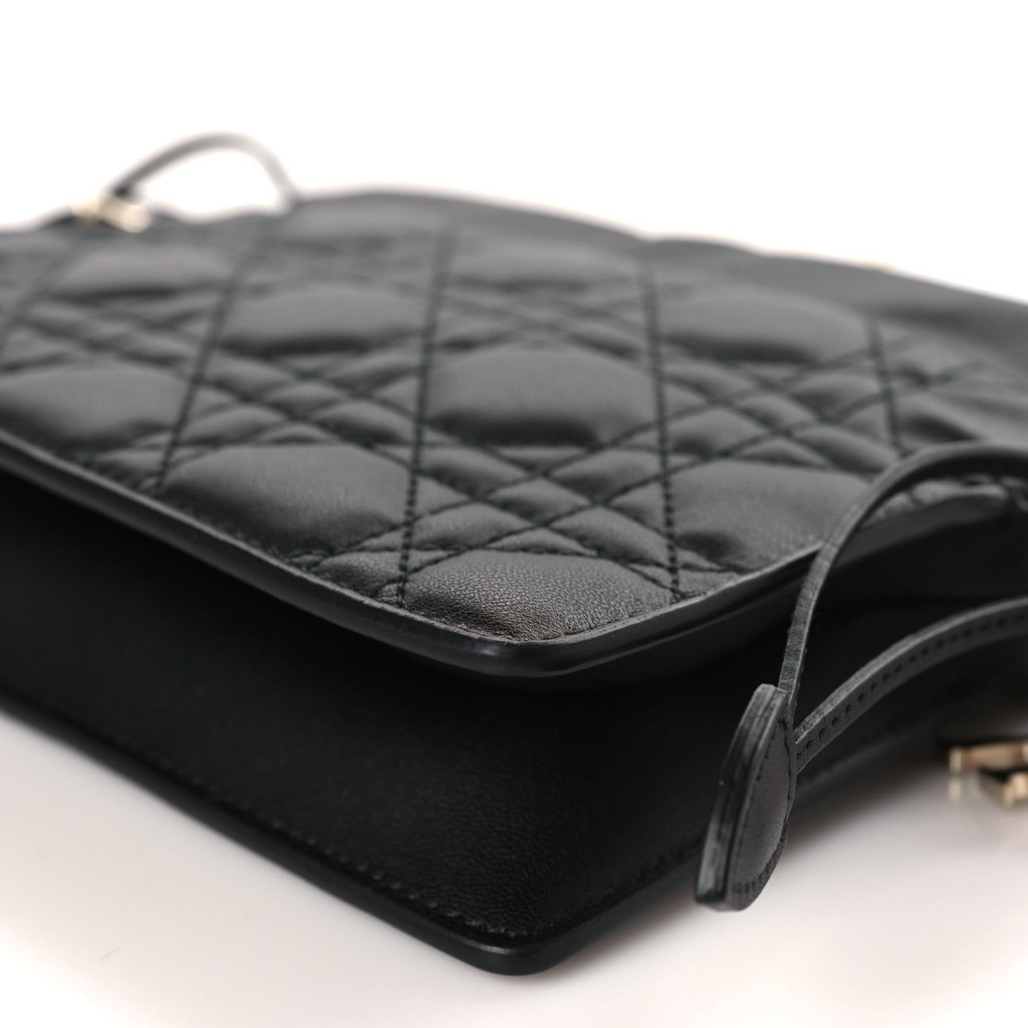 Christian Dior Lambskin Cannage Mini Top Handle Drawstring Bag Black 9 of 9