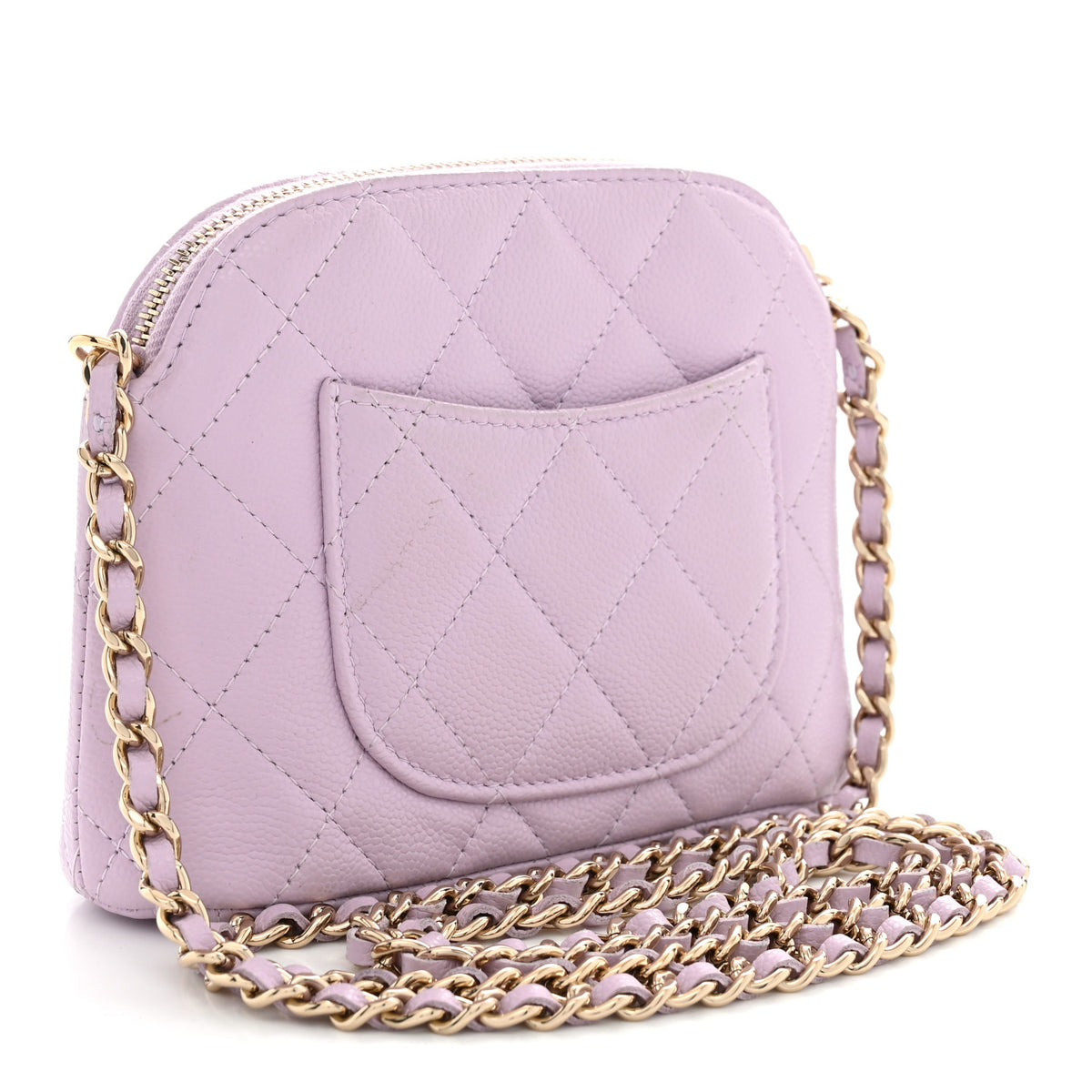 Caviar Quilted Mini Classic Clutch With Chain Light Purple
