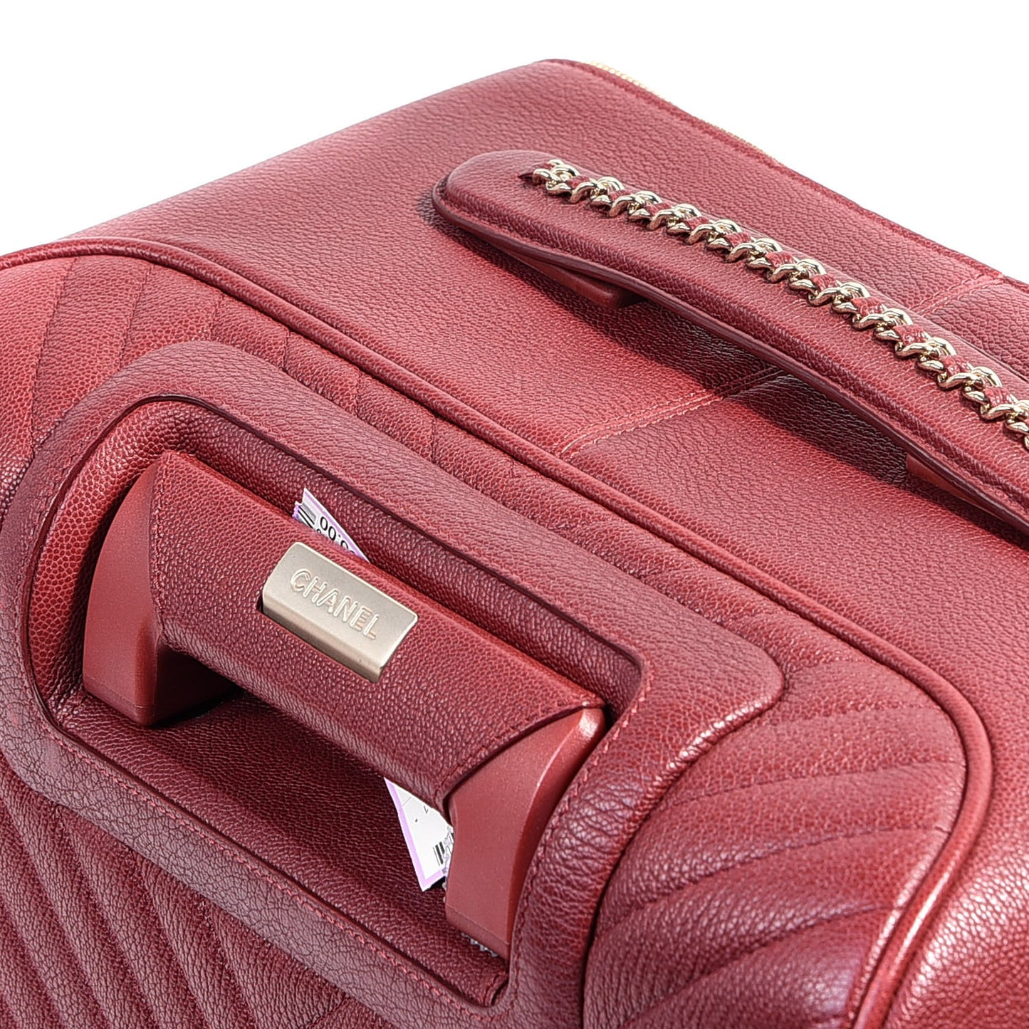 Calfskin Chevron Quilted Coco Case Trolley Red