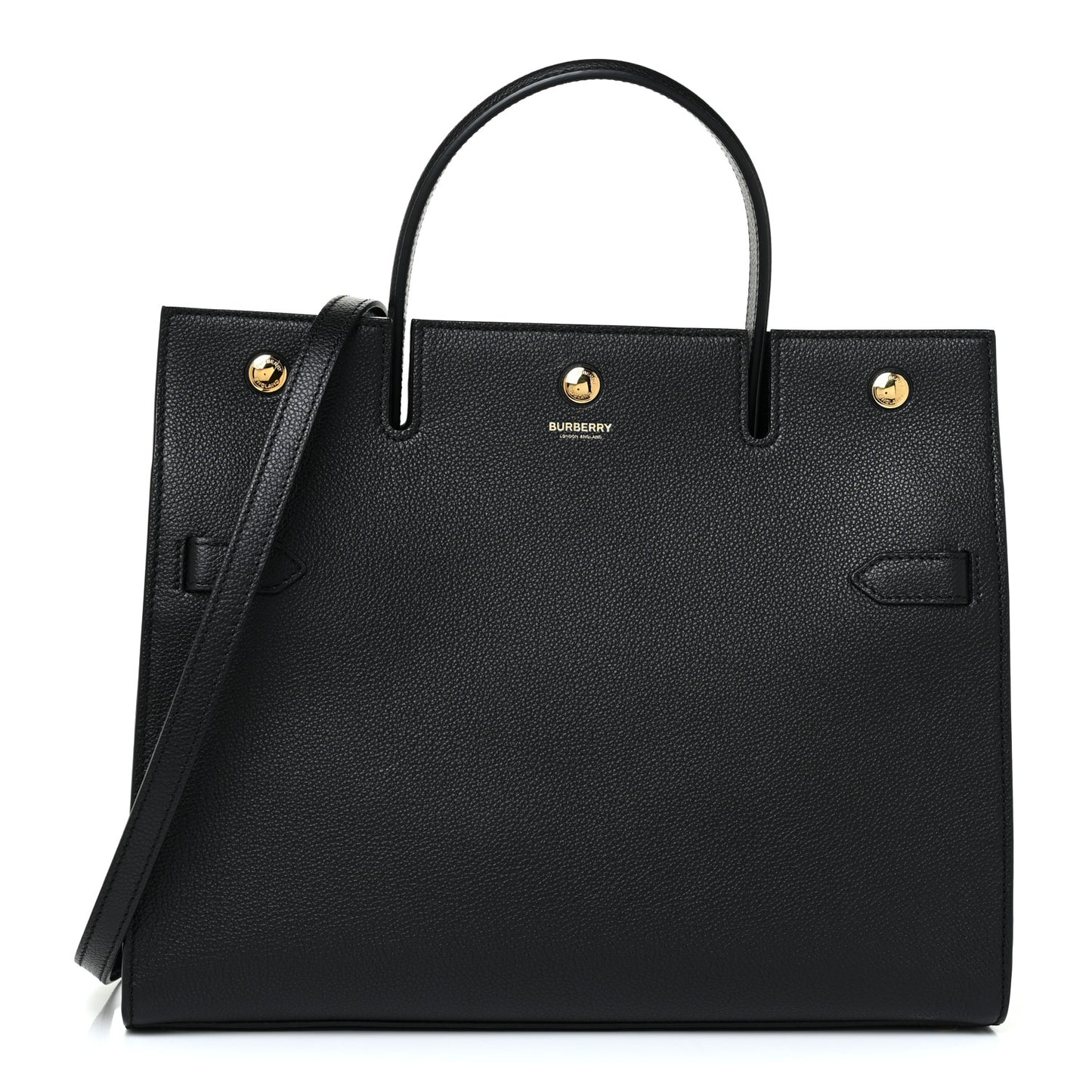 Grainy Calfskin Medium Title Bag Black