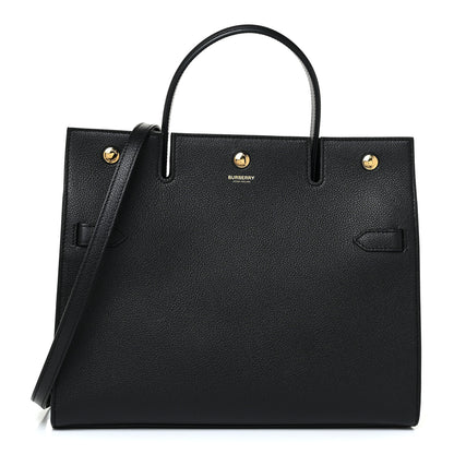 Burberry Grainy Calfskin Medium Title Bag Black 1 of 10