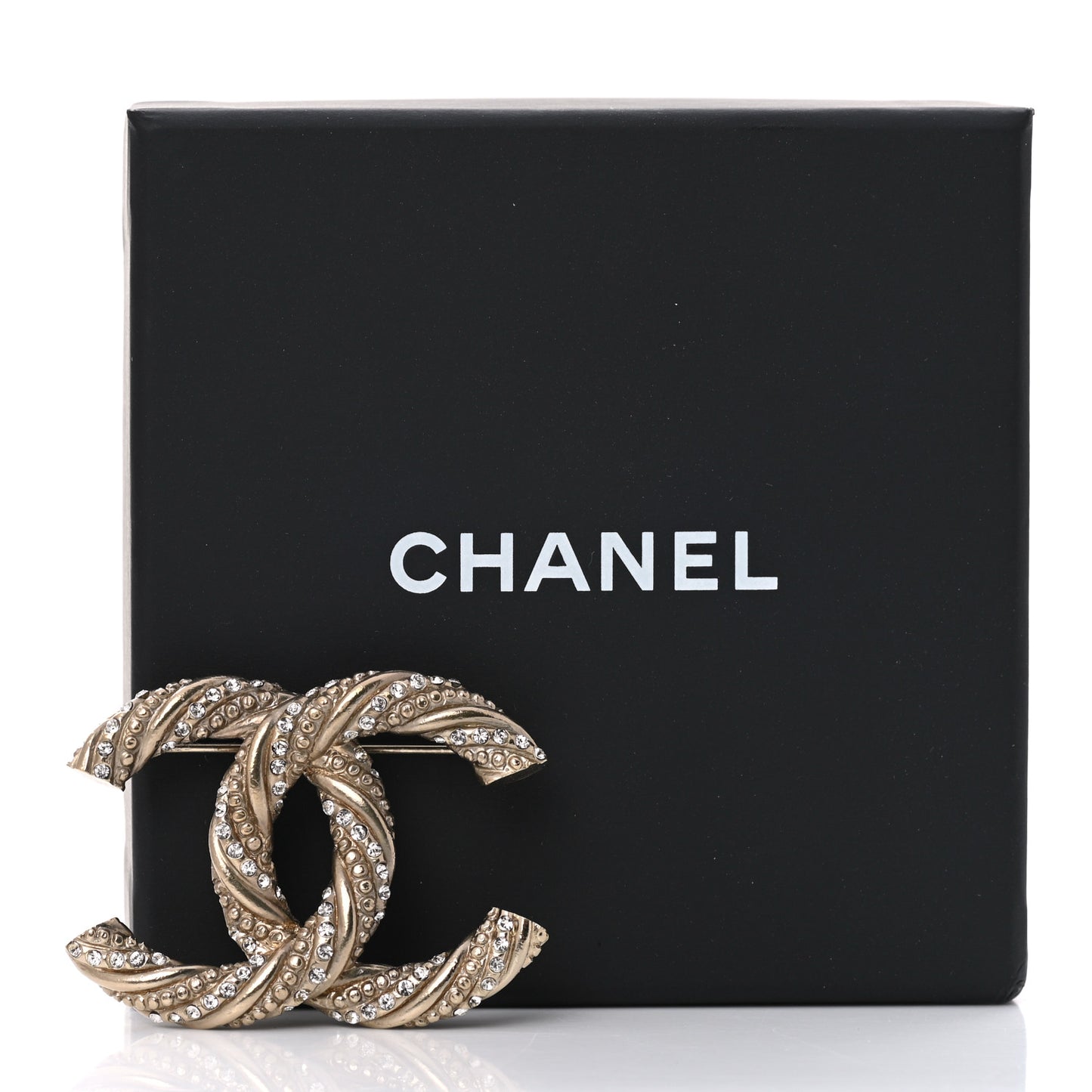 Crystal Twisted CC Brooch Light Gold