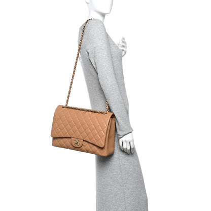 Chanel Caviar Quilted Maxi Double Flap Dark Beige 2 of 12