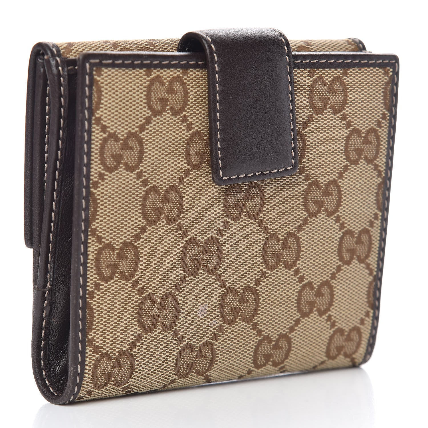 Gucci Monogram Lovely Heart French Flap Wallet Dark Brown 3 of 8
