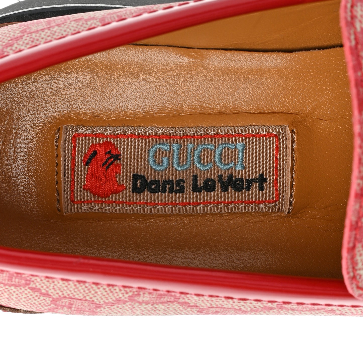 GG Supreme Monogram Cordovan Lux Womens Harald Horsebit 25mm Platform Loafers 36 Beige Hibiscus Red