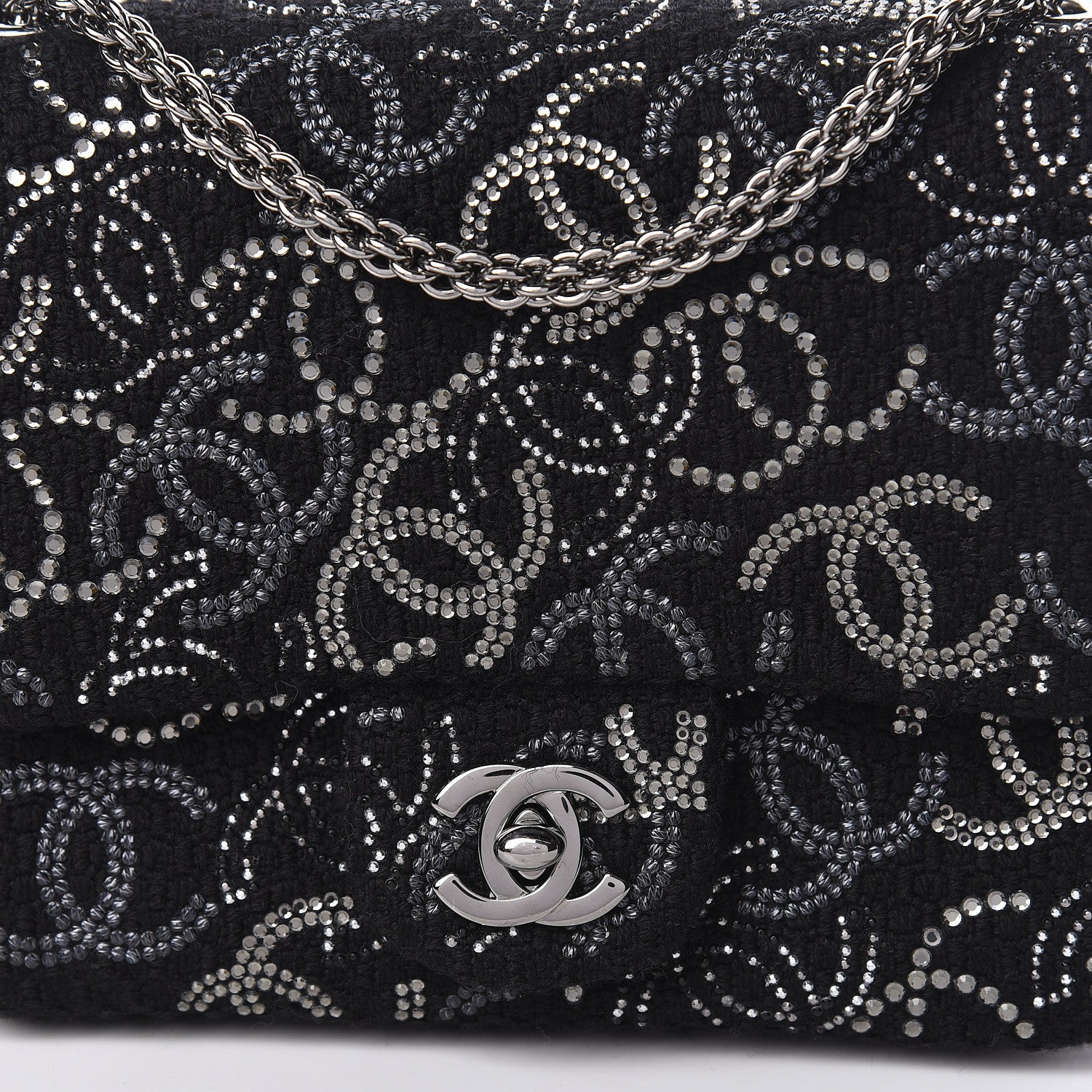 Chanel Tweed Strass Mini Pudong Flap Black 10 of 10
