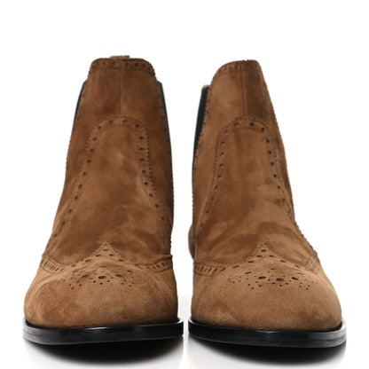 Hermes Suede Goatskin Chelsea Ankle Boots 38.5 Brown 2 of 9
