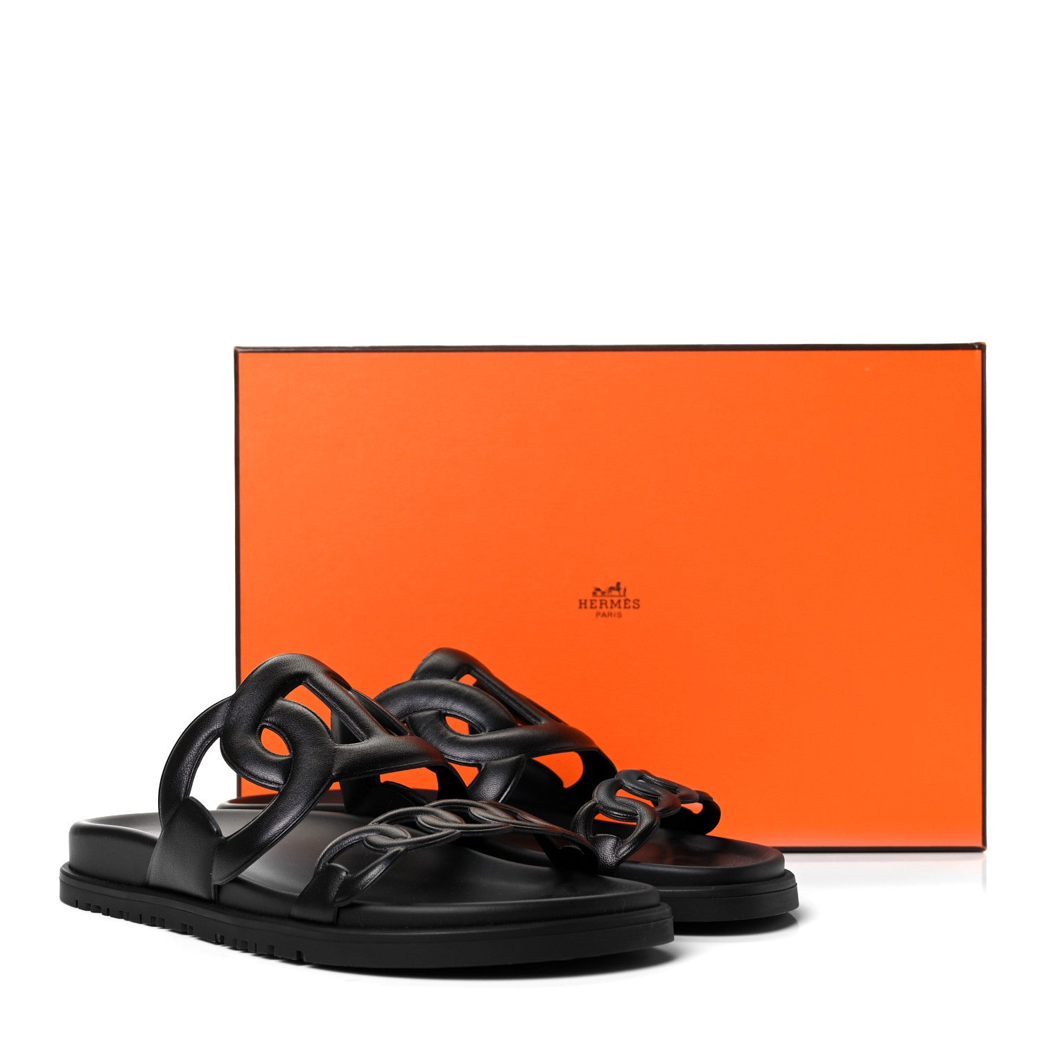 Hermes Nappa Extra Sandals 37 Black 9 of 9