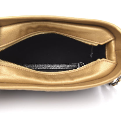 Chanel Metallic Goatskin Quilted Small Gabrielle Hobo Gold Black 5 of 13