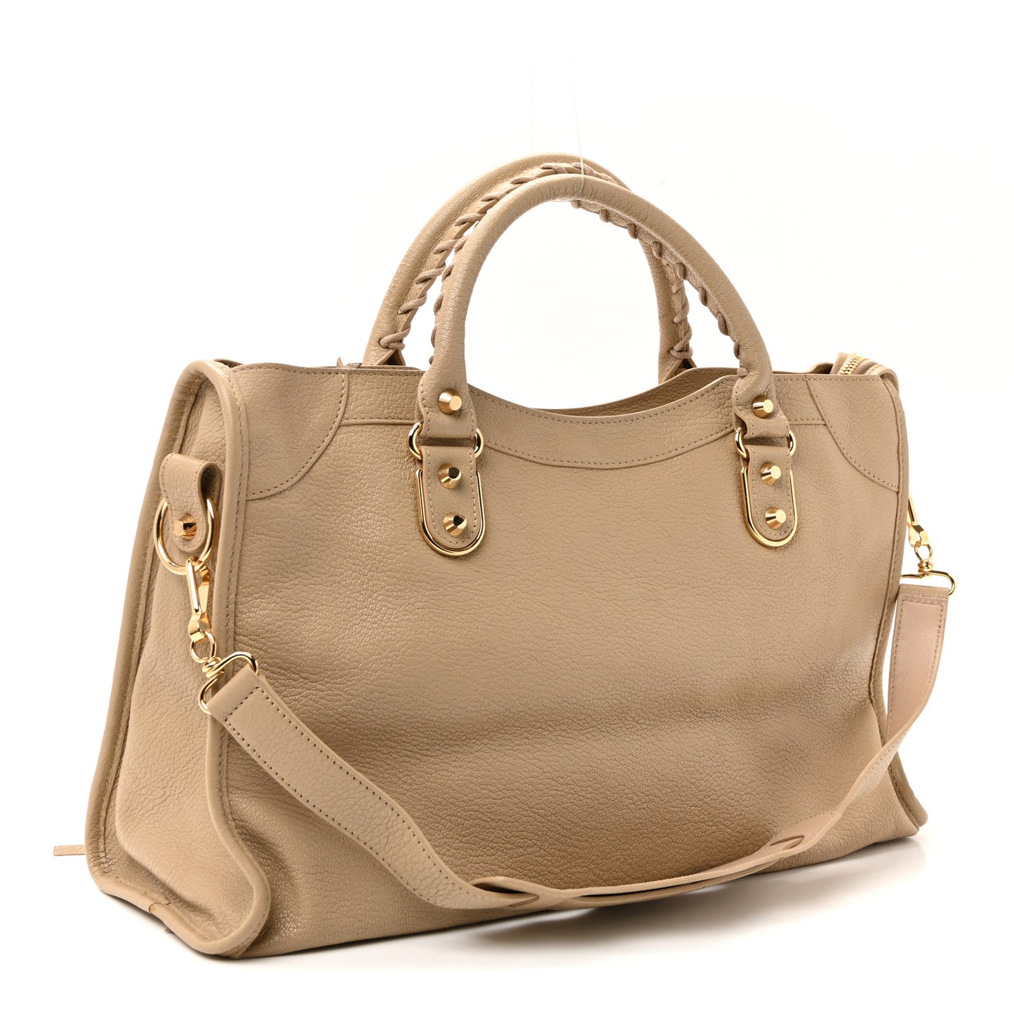 Shiny Goatskin Gold Metallic Edge Hardware City Beige Sahara