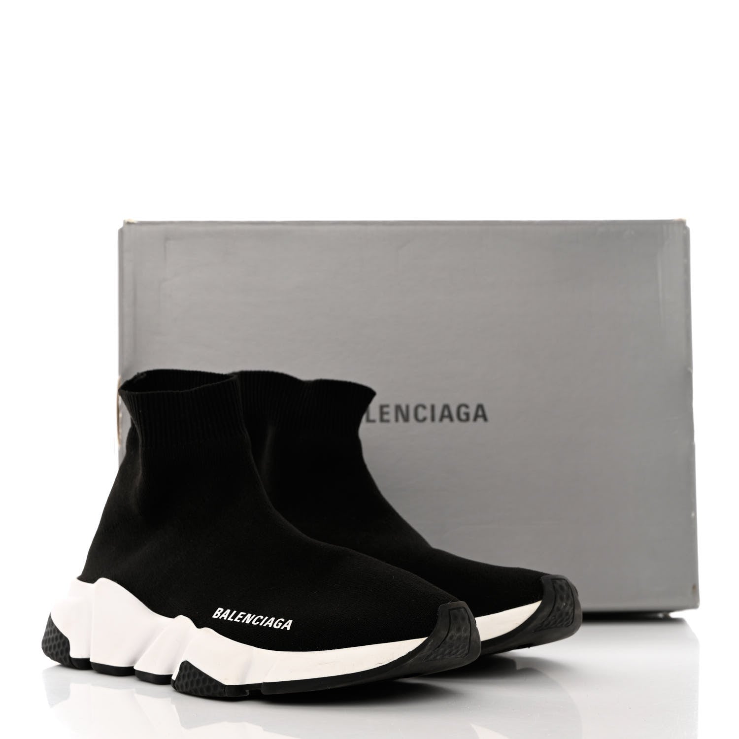 Balenciaga Neoprene Knit Womens Speed Sneakers 37 Black White 10 of 10