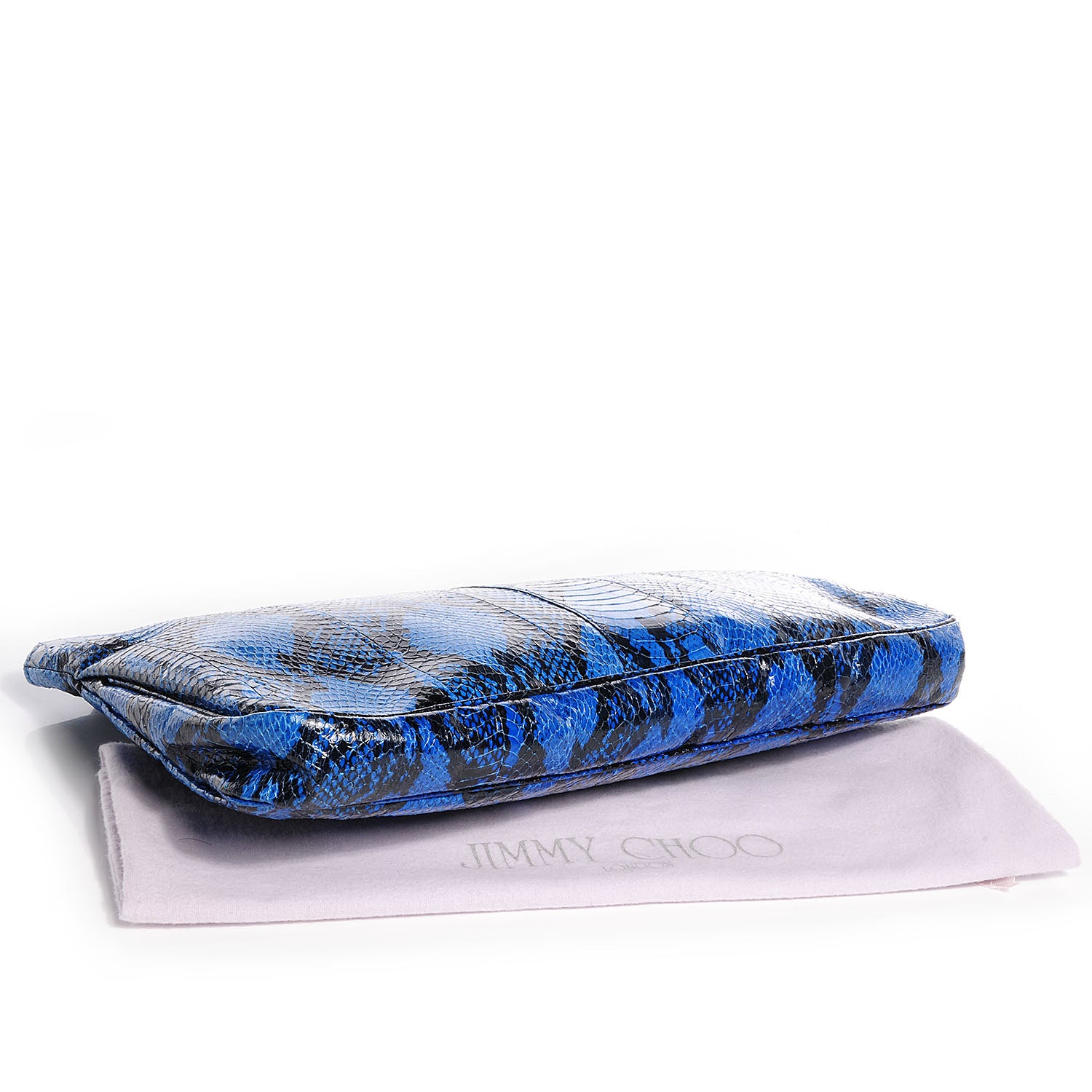 Jimmy Choo Snake Embossed Zulu Canvas Clutch Blue 6 of 17
