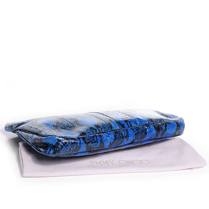 Jimmy Choo Snake Embossed Zulu Canvas Clutch Blue 6 of 17