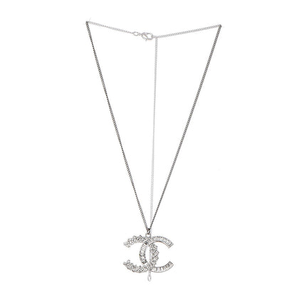 Chanel Baguette Crystal Large CC Necklace Silver 3 of 8