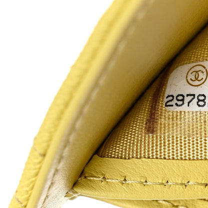 Chanel Caviar Chevron Quilted Boy Compact Wallet Yellow 8 of 9