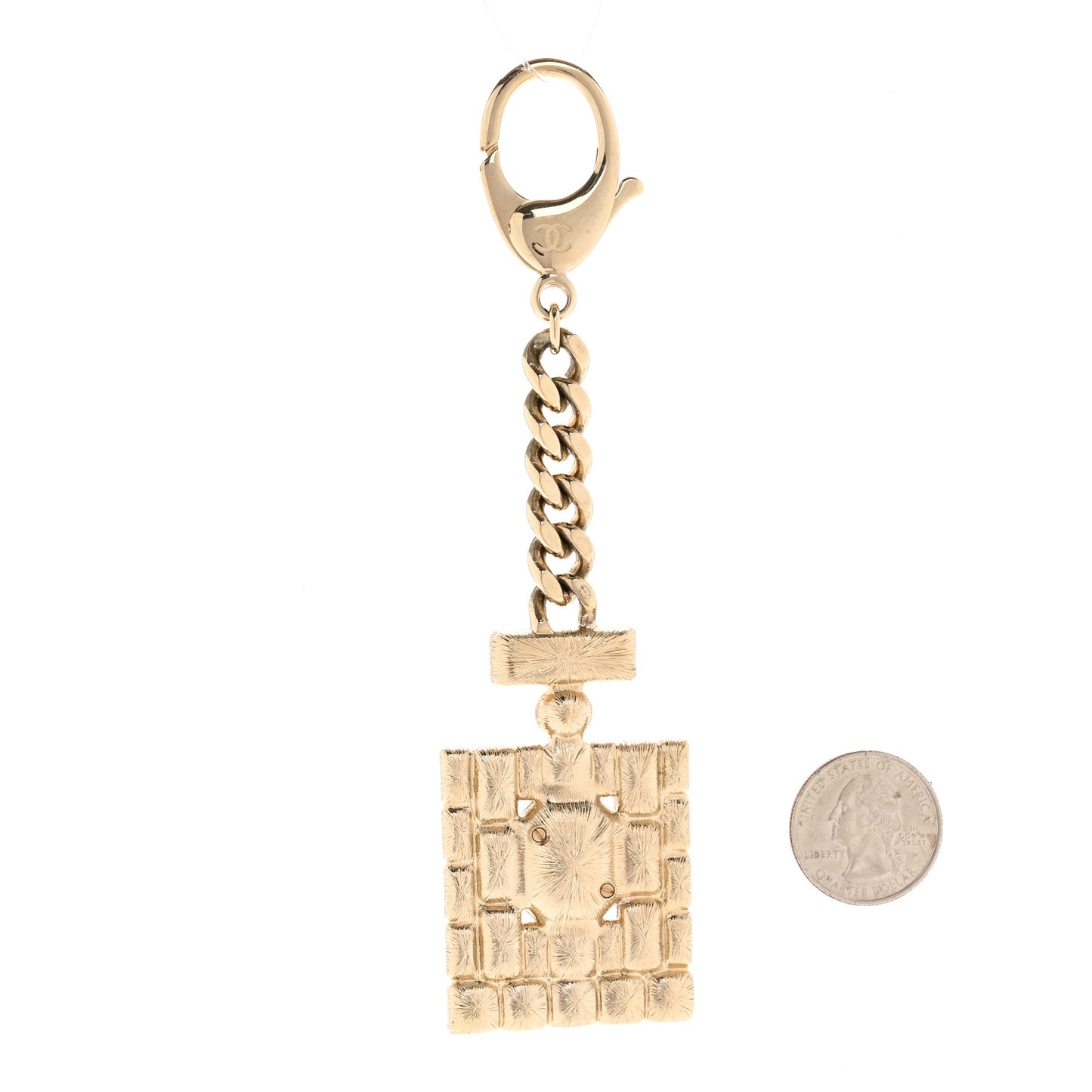 Crystal CC Perfume Key Chain Charm Gold