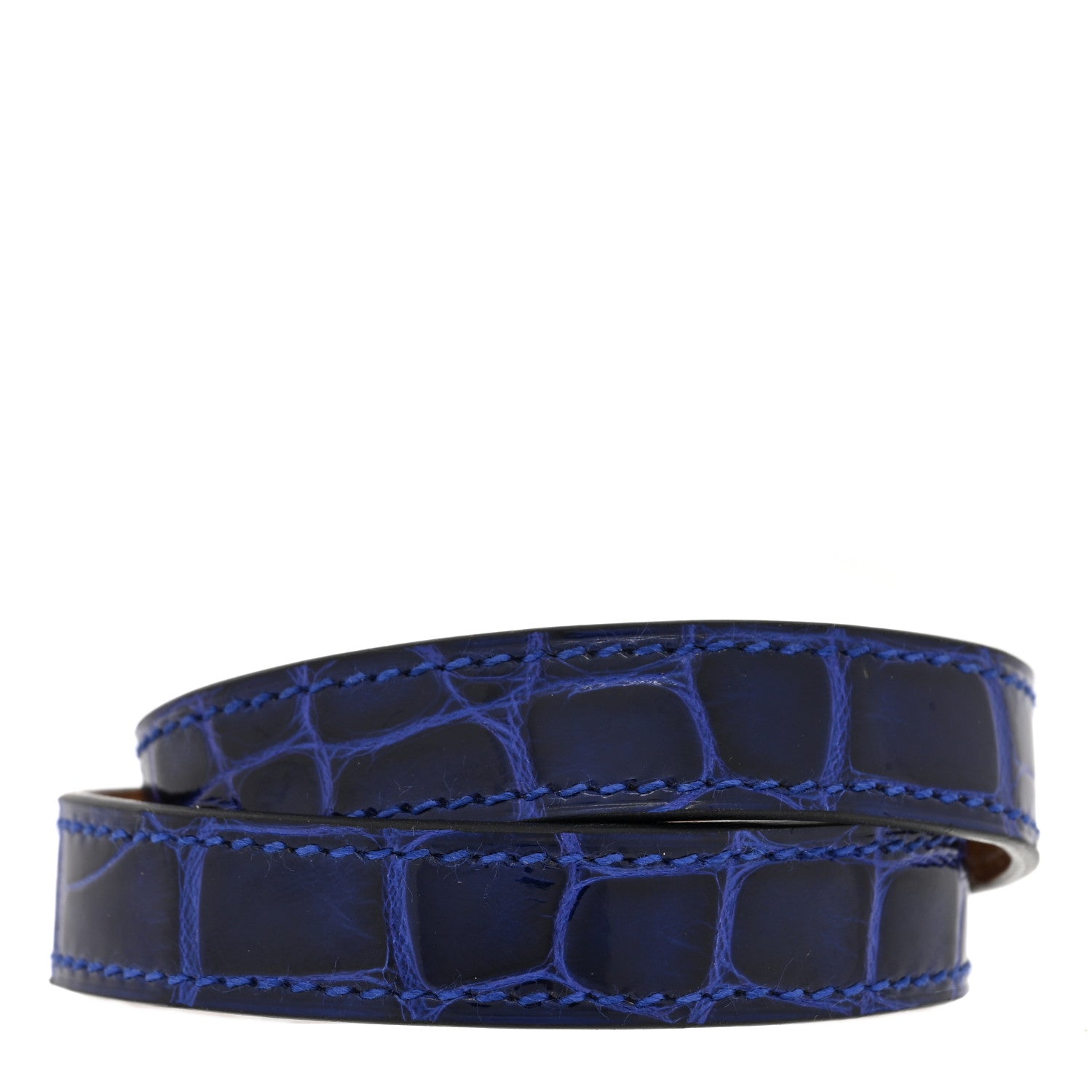 Hermes Shiny Alligator Kelly Double Tour Bracelet S Bleu Electrique 3 of 5