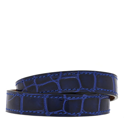 Hermes Shiny Alligator Kelly Double Tour Bracelet S Bleu Electrique 3 of 5