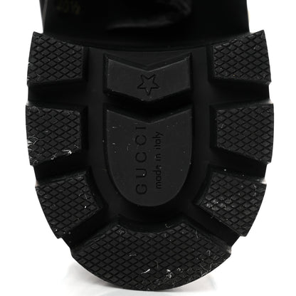 Gucci Calfskin Embroidered Lace Up Combat Ankle Boots 40.5 Black 8 of 9