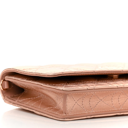 Christian Dior Iridescent Metallic Lambskin Cannage Caro Pouch with Chain Pink 9 of 10