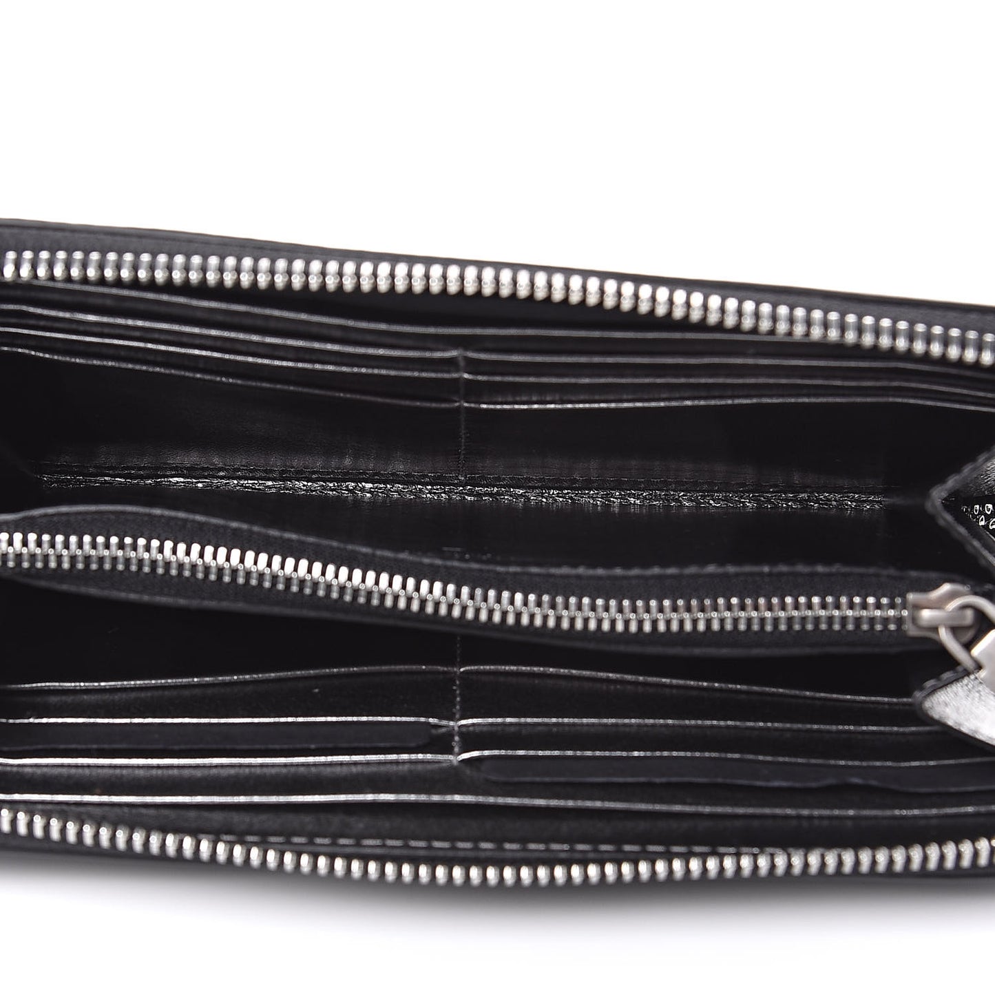 Lambskin Logo Zip Around Wallet Black