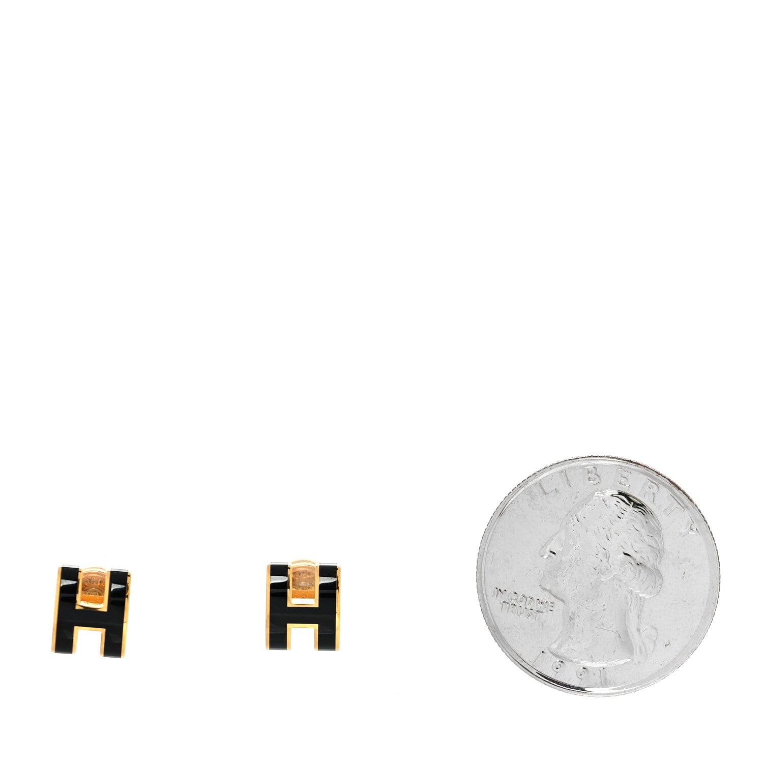 Hermes Gold Lacquered Pop H Earrings Black 2 of 5