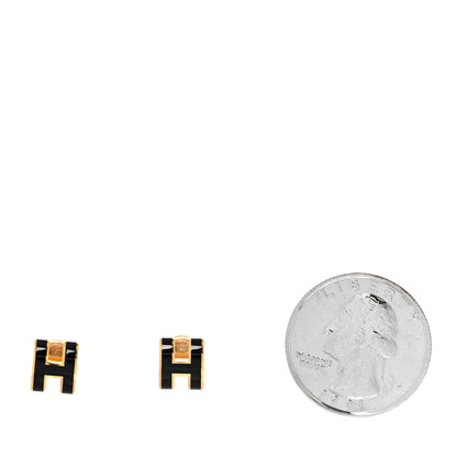 Hermes Gold Lacquered Pop H Earrings Black 2 of 5