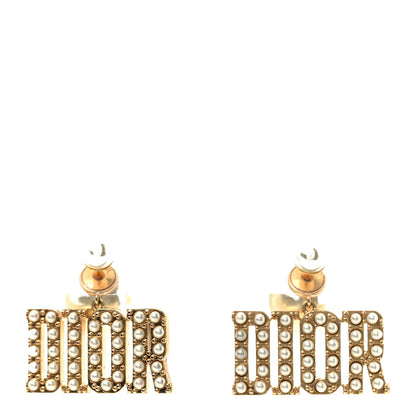 Christian Dior Metal Pearl Tribal Drop Earrings Gold 1 of 5