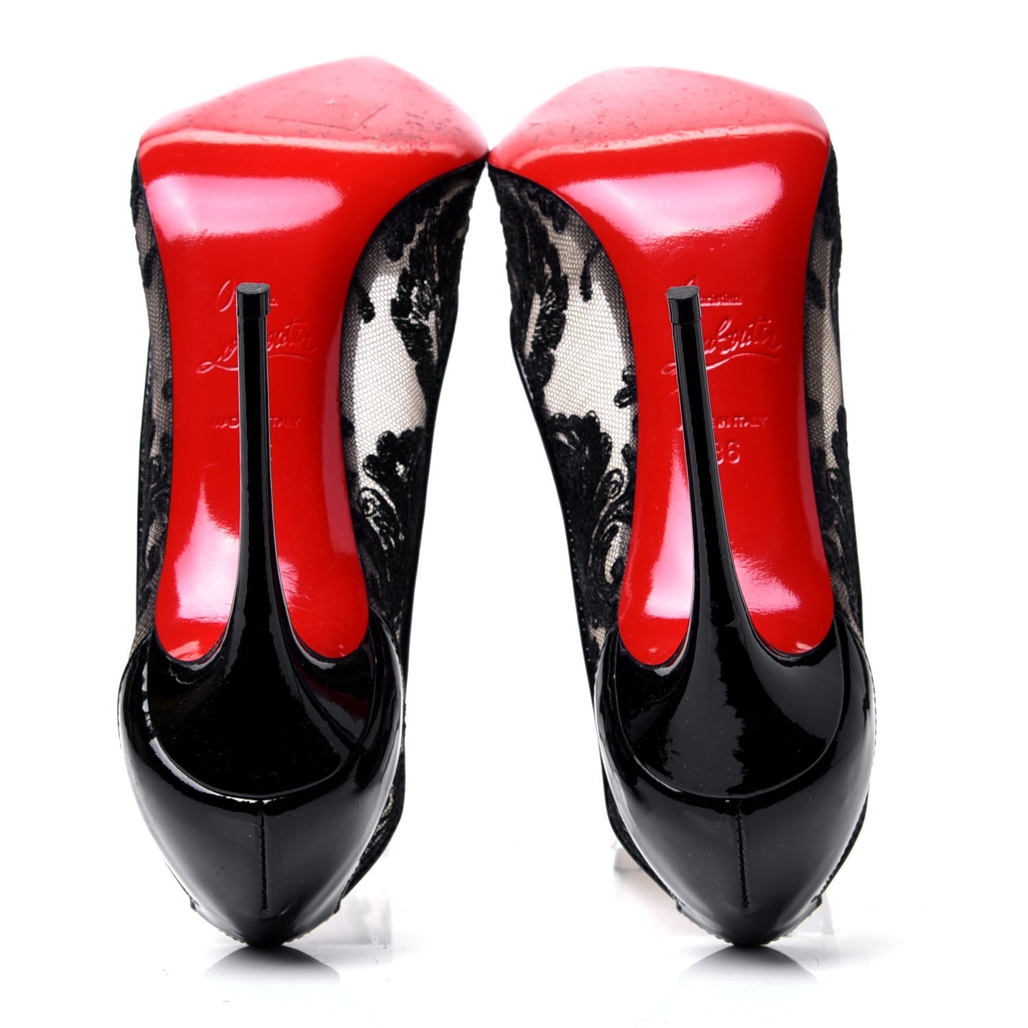 Christian Louboutin Dentelle Chantilly Follies Lace 100 Pumps 36 Black 7 of 10