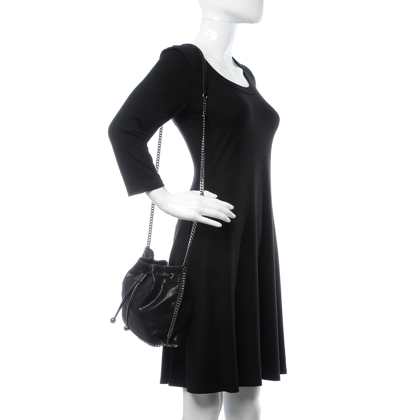 Shaggy Deer Small Falabella Bucket Bag Black