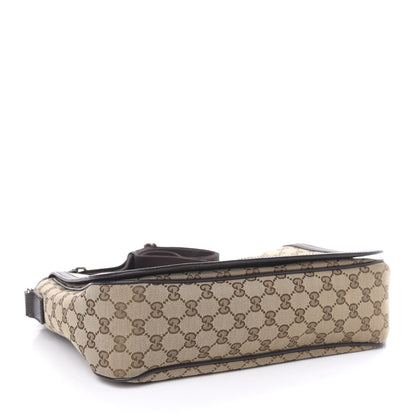 Gucci Monogram Large Flap Messenger Bag Beige Dark Brown 4 of 11
