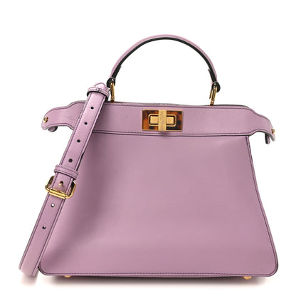 Fendi Vitello Seta Shiny Nappa Plexiglass Small Peekaboo I SEE U Satchel Violetta 1 of 10
