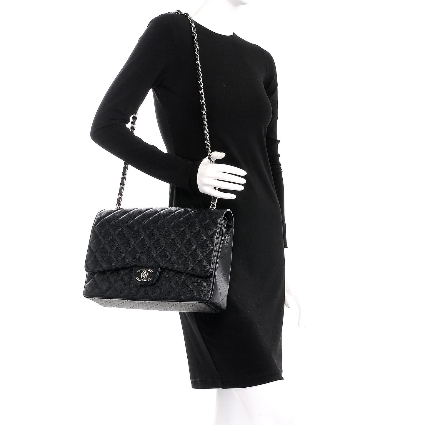 Caviar Quilted Maxi Double Flap Black