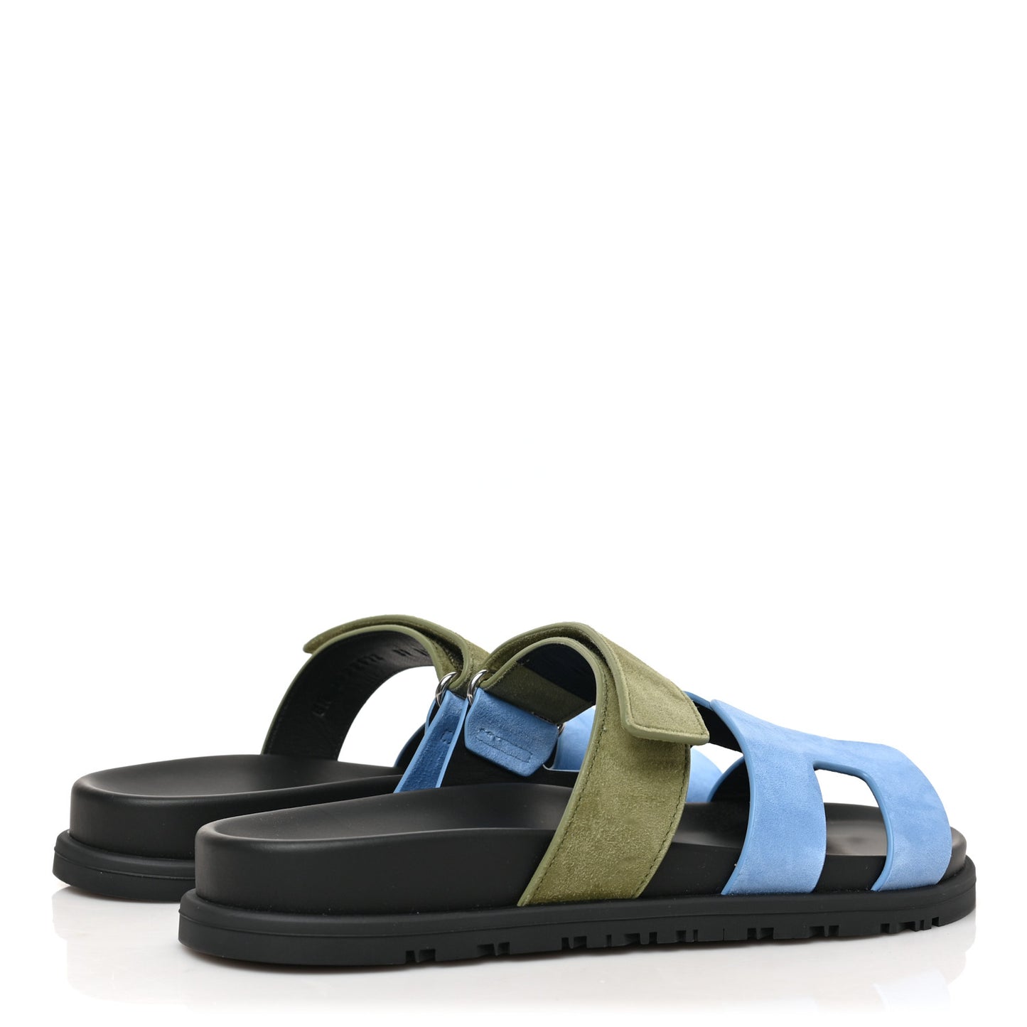 Suede Goatskin Womens Chypre Sandals 37 Bleu Cameo Vert