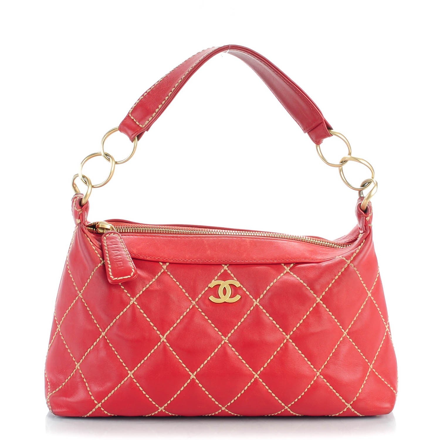 Chanel Calfskin Quilted Surpique Hobo Red 1 of 9