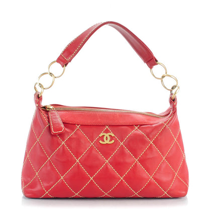 Chanel Calfskin Quilted Surpique Hobo Red 1 of 9