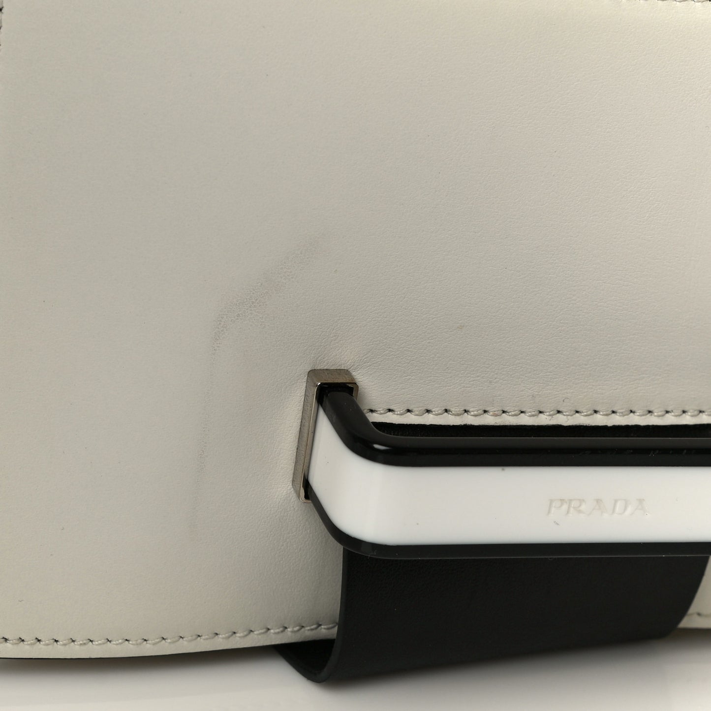 City Calf Plex Ribbon Bag White Black