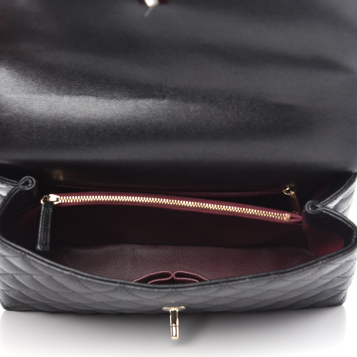 Caviar Quilted Small Coco Handle Flap Black