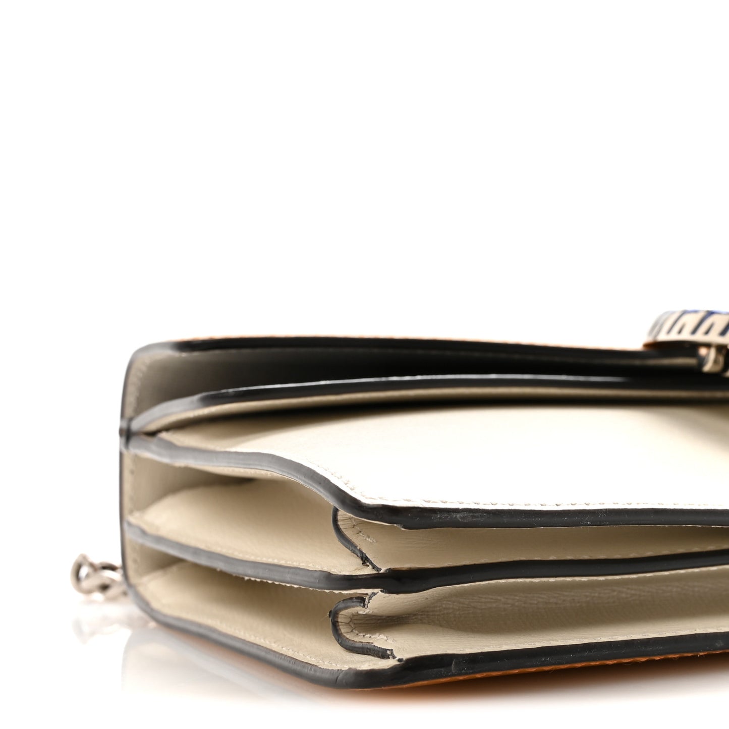 Azalea Calfskin Enamel Tri-Color Small Dionysus Shoulder Bag Mystic White Sun Oil Black Electric Blue