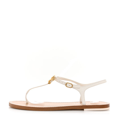 Chanel Lambskin CC Thong Sandals 39.5 White Gold 1 of 10