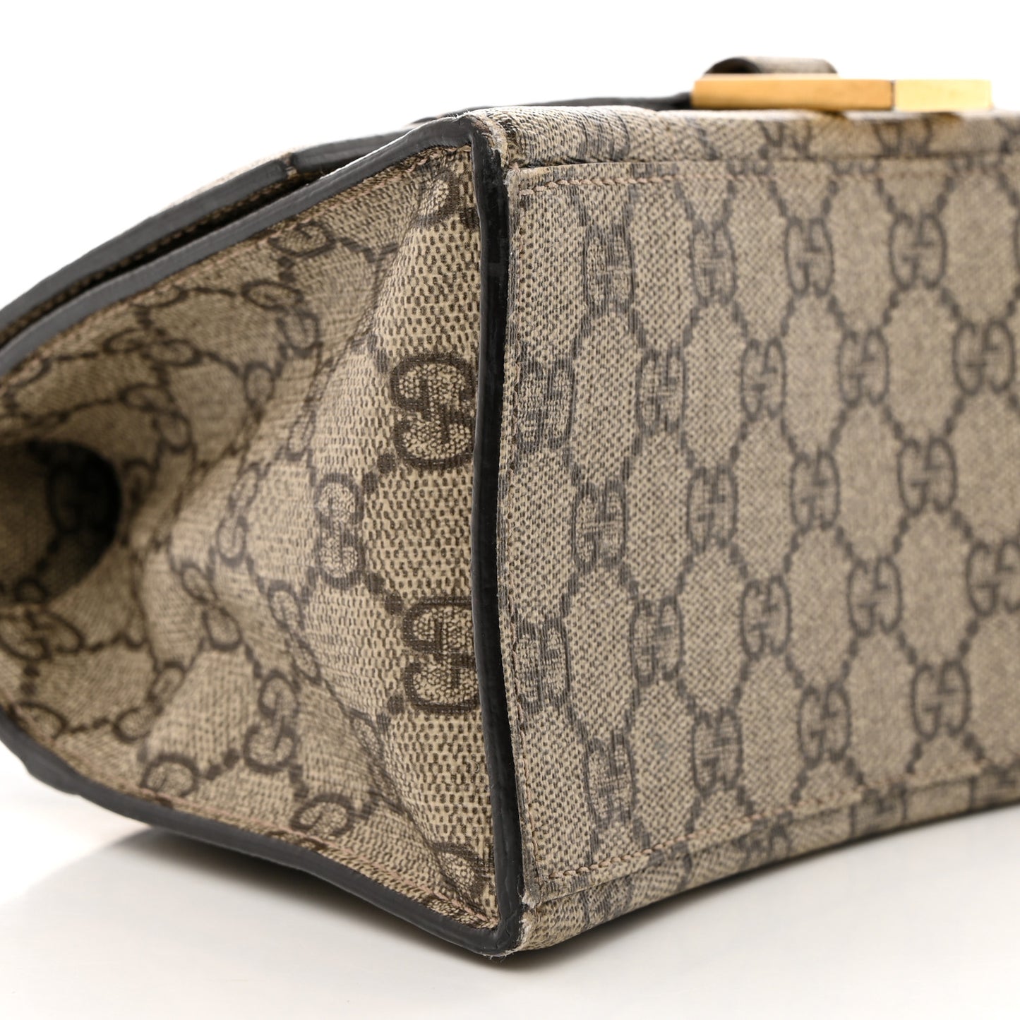 X GUCCI GG Supreme Monogram Small Hourglass Top Handle Bag Beige Ebony