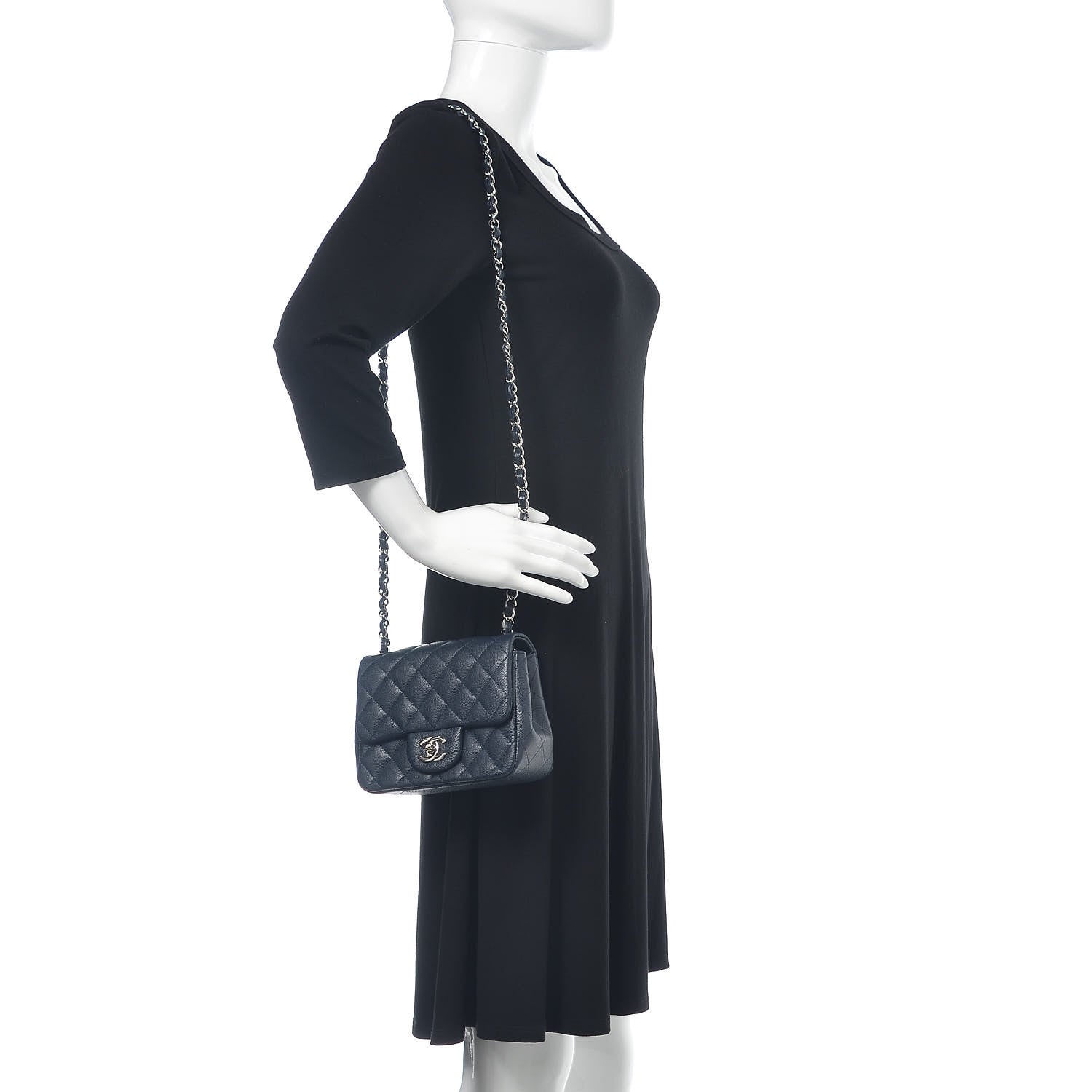 Chanel Caviar Quilted Mini Square Flap Navy 2 of 10