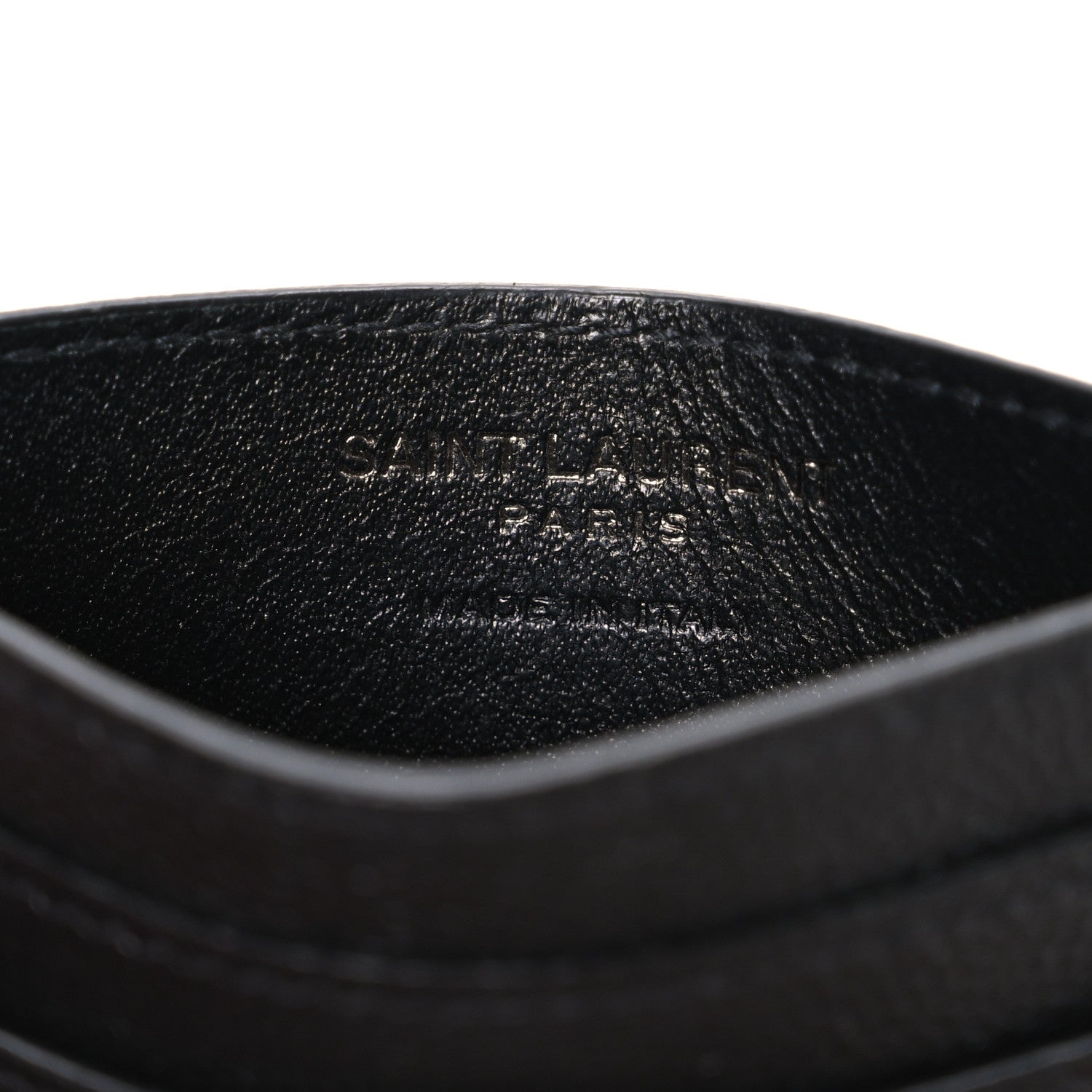 Saint Laurent Grain De Poudre Matelasse Chevron Monochrome Monogram Credit Card Case Black 6 of 7