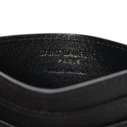 Saint Laurent Grain De Poudre Matelasse Chevron Monochrome Monogram Credit Card Case Black 6 of 7