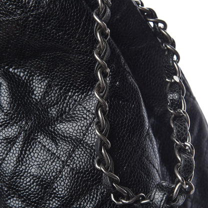 Chanel Distressed Glazed Caviar Quilted Large Elastic Tote Black 14 of 18